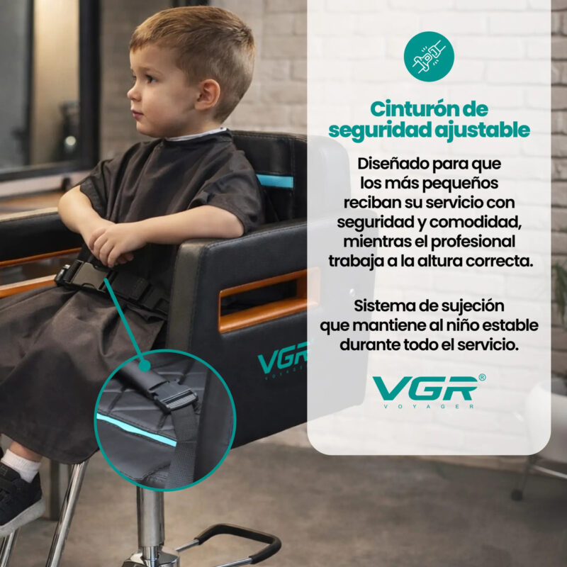 Alternative view of Sillón Barbero Peluquería Infantil Cinturón Seguridad Vgr Negro Fijo