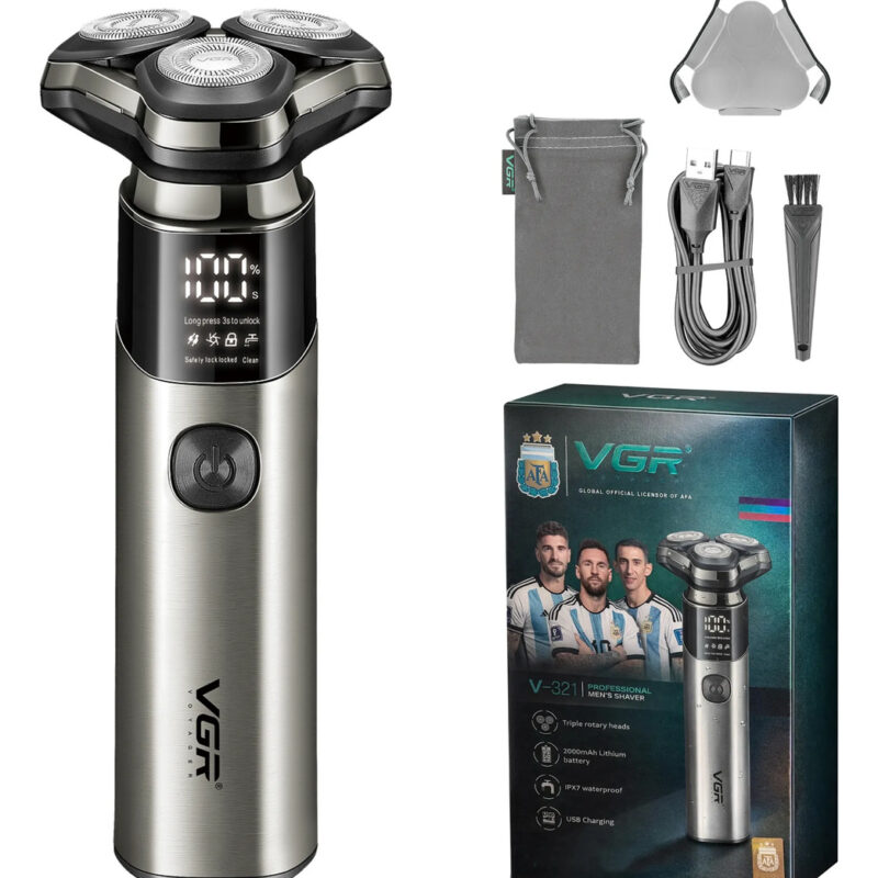 Afeitadora Eléctrica Portátil Triple Rotativa Vgr V-321