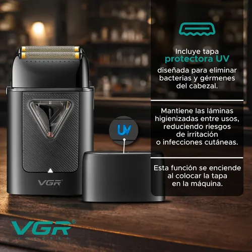 Alternative view of Afeitadora Eléctrica Hombre Vgr V-334 Shaver Tapa Uv Negra