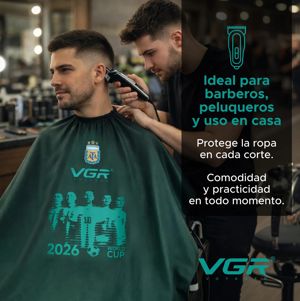 Capa Barbero Peluquería Mundial Impermeable Con Ganchos Vgr - Image 10